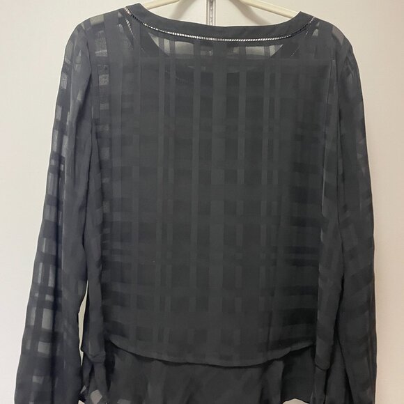 Ann Taylor Loft Top Blouse Sheer Peplum Black sz M excellent condition - Picture 7 of 7
